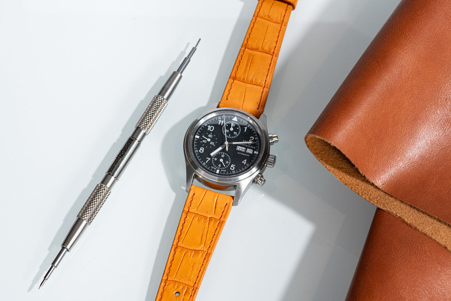 Orange Fizz Alligator-Pattern Strap