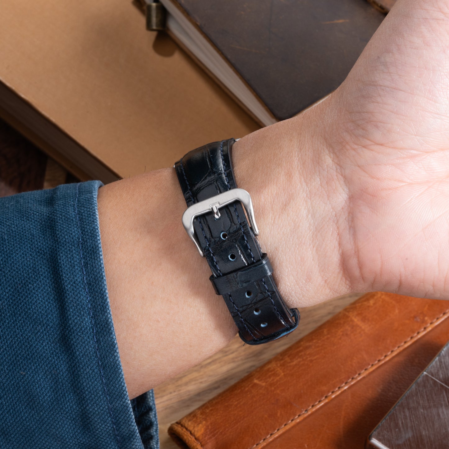 Dawn Blue Executive Leather Strap