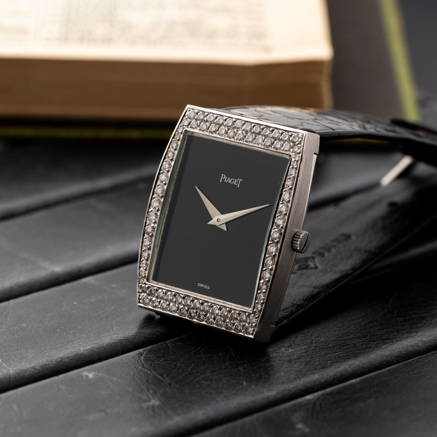 Piaget Black Lacquer Diamonds Dress Watch