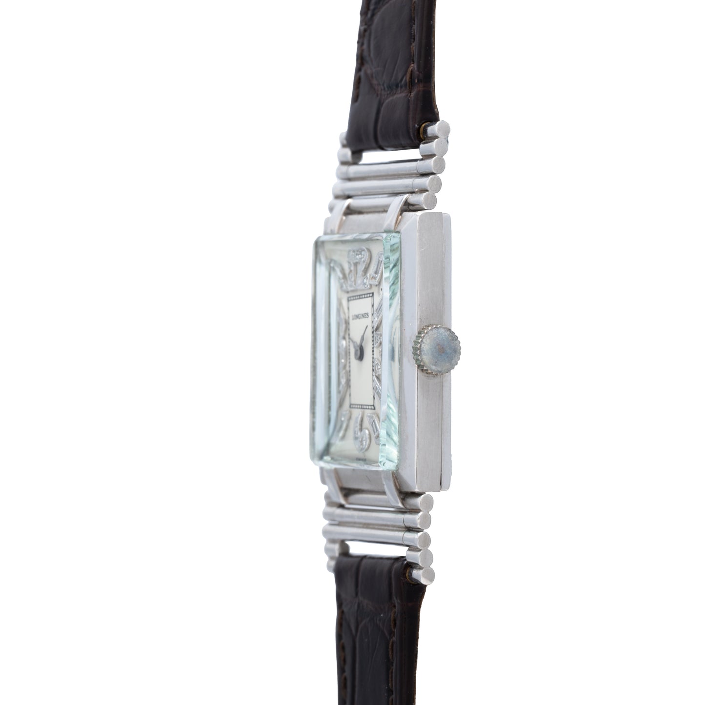 Longines 'Hinged Lugs' Platinum Diamonds