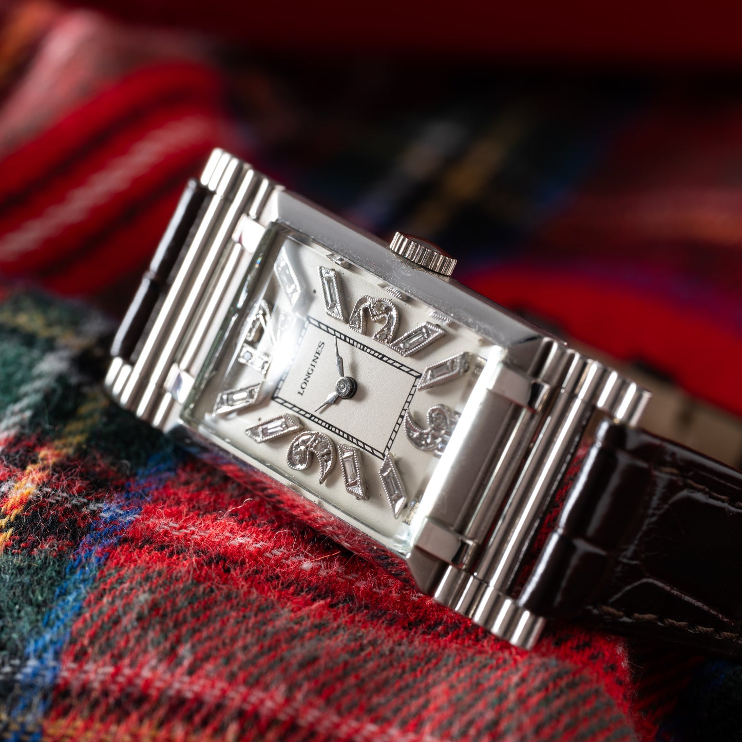 Longines 'Hinged Lugs' Platinum Diamonds