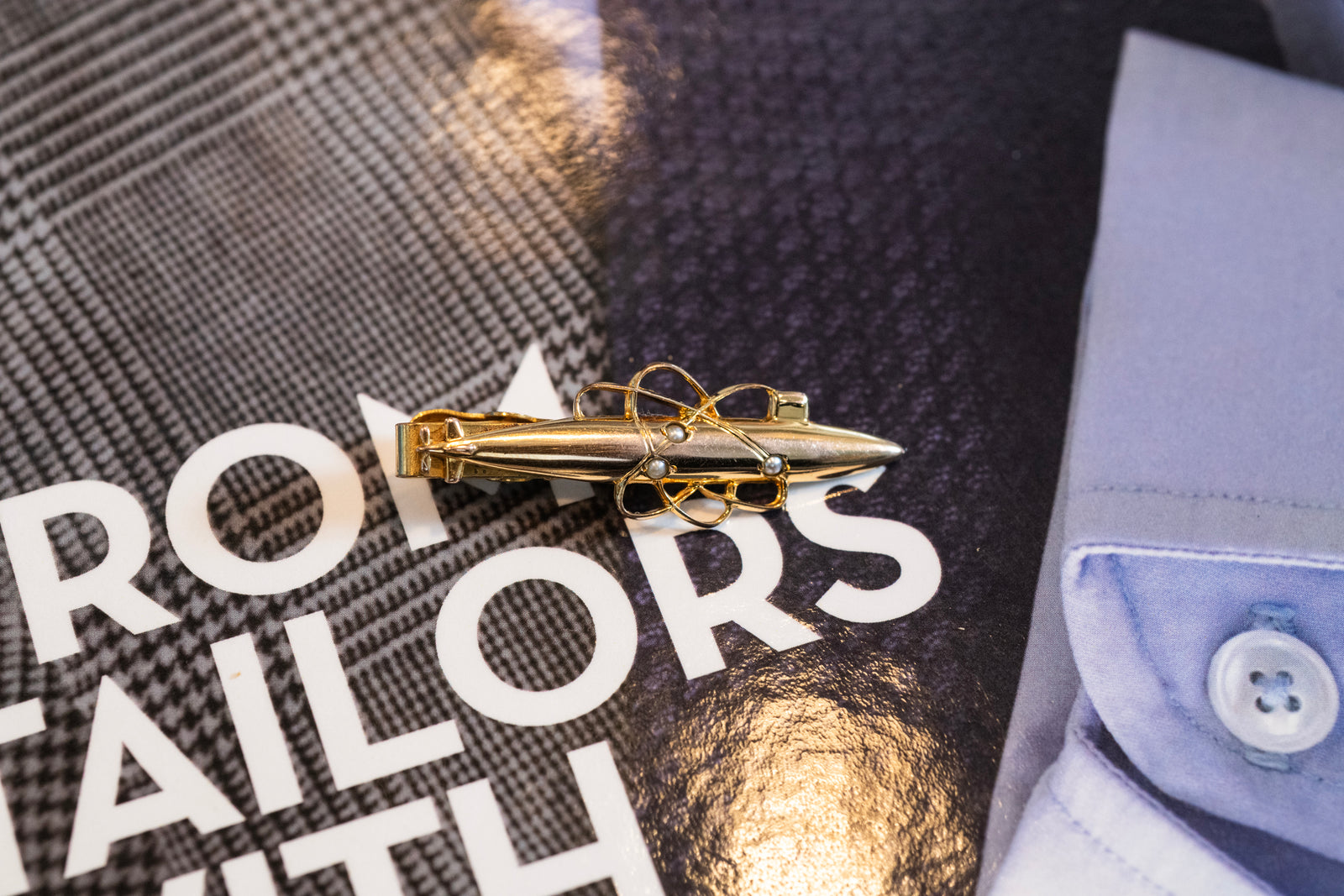 12k Gold Plated Atomic Submarine Tie Clip
