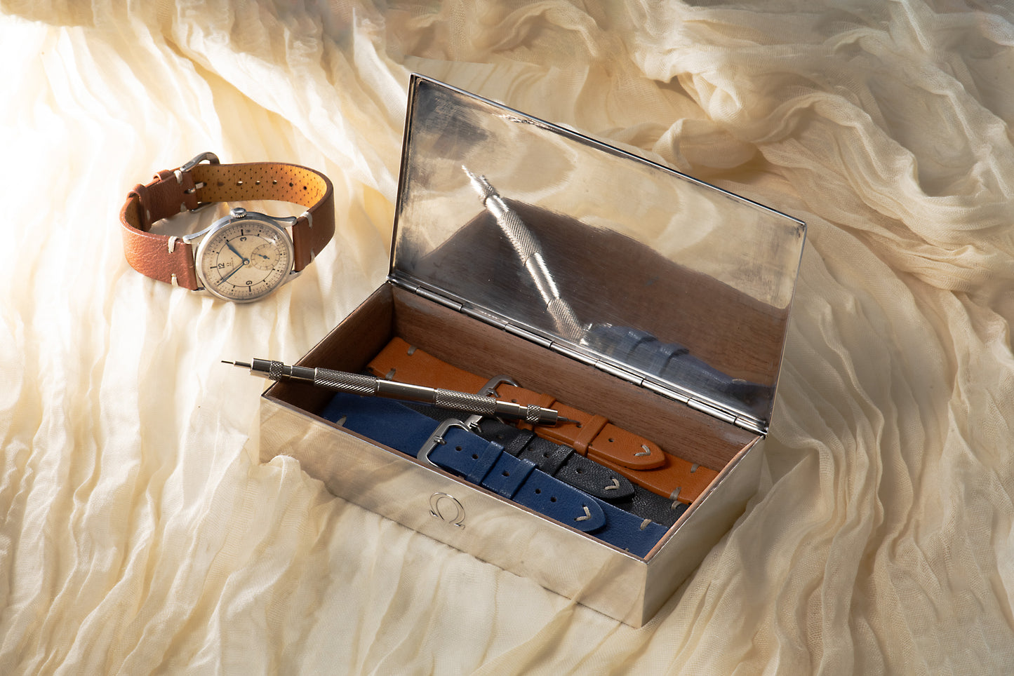 Omega Sterling Silver Presentation Box - Rectangular Textured Lid