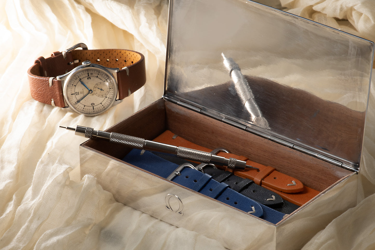 Omega Sterling Silver Presentation Box - Rectangular Textured Lid