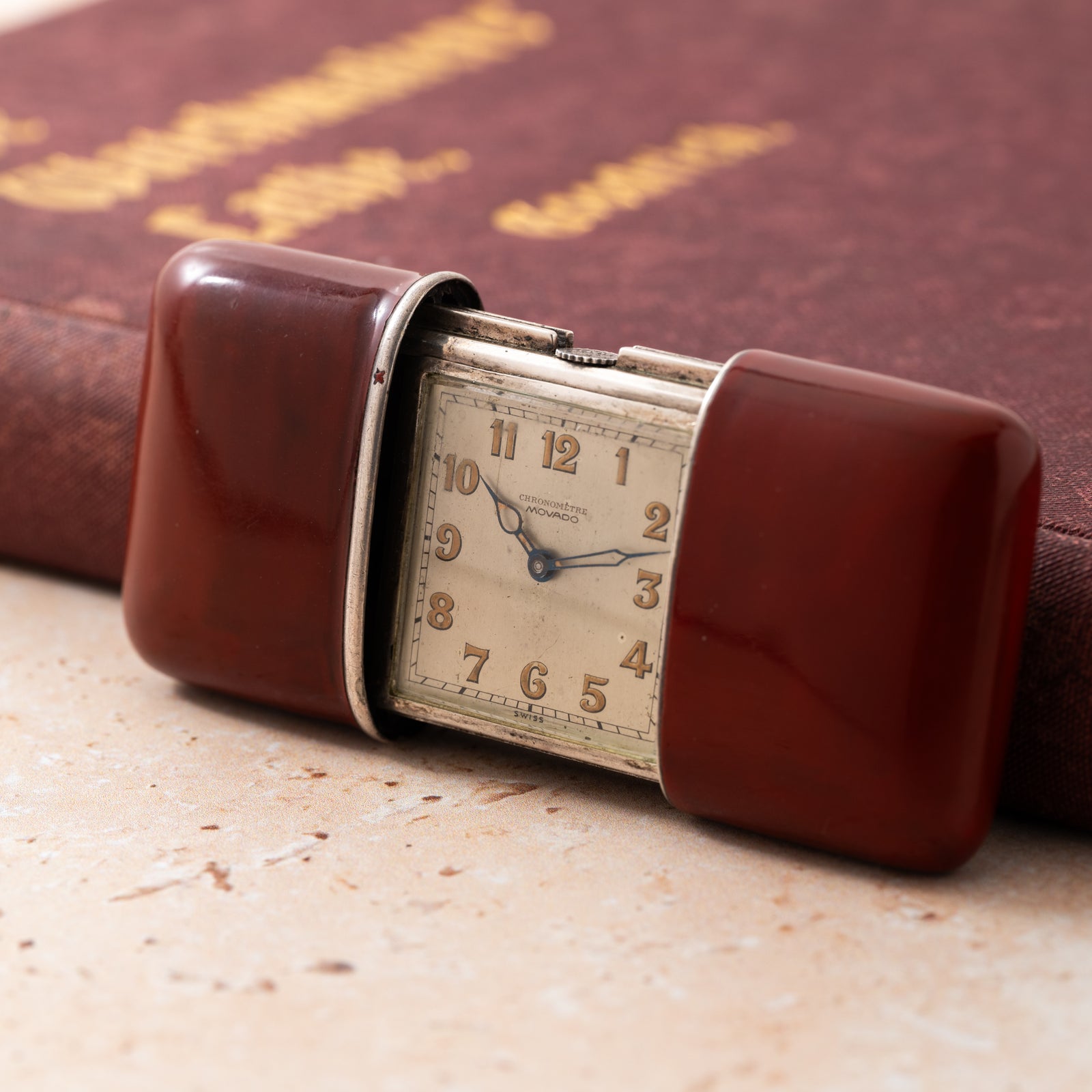 Movado Ermeto Travel Clock Enamel