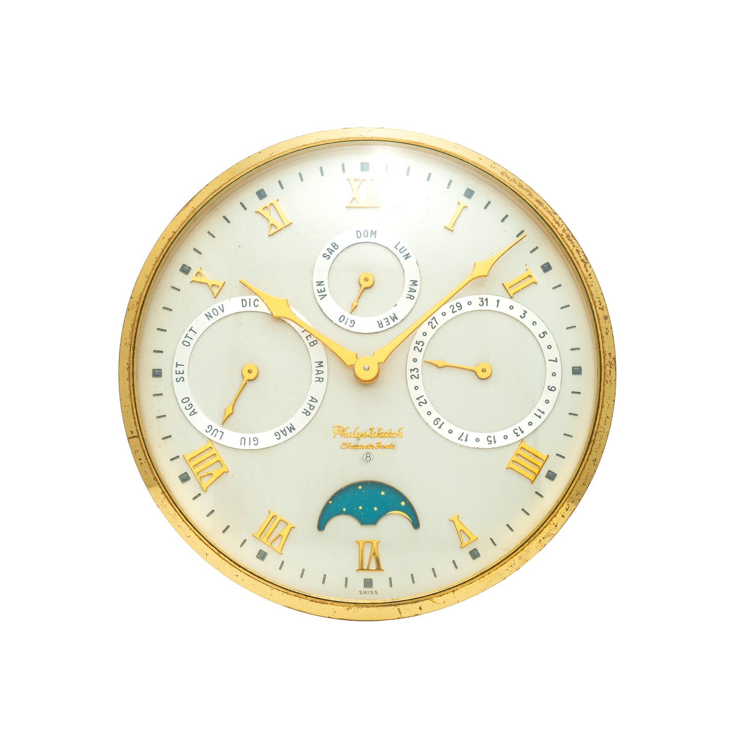 Philip Watch Co. 8-Day Triple-Calendar Desk Clock