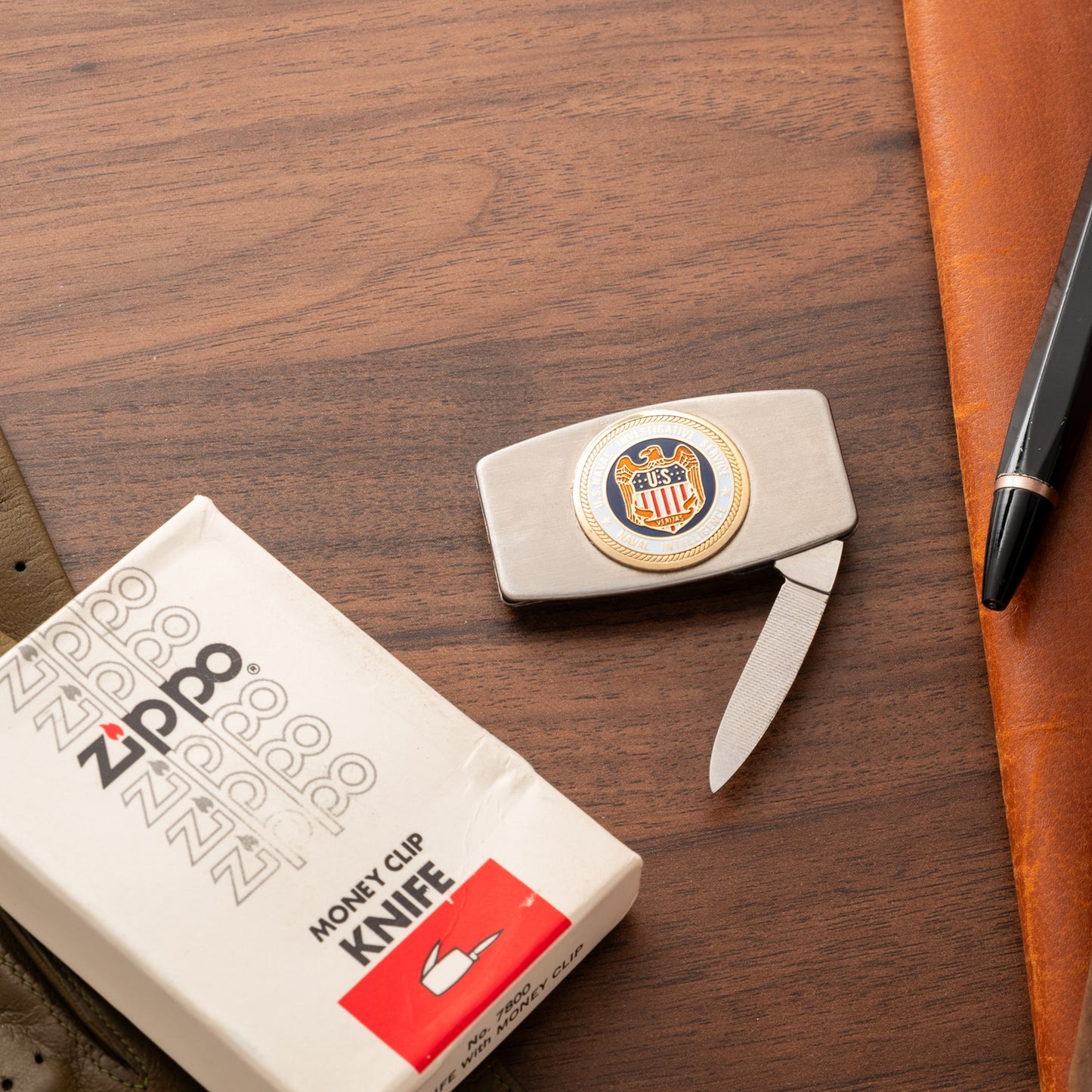U.S. Naval Intelligence Money Clip Pocket Knife by Zippo