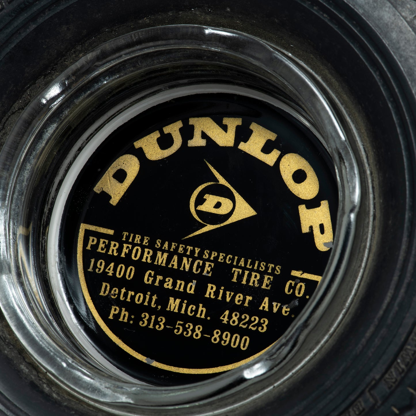 Dunlop "Performance Tire Co" Ashtray - Rubber & Glass