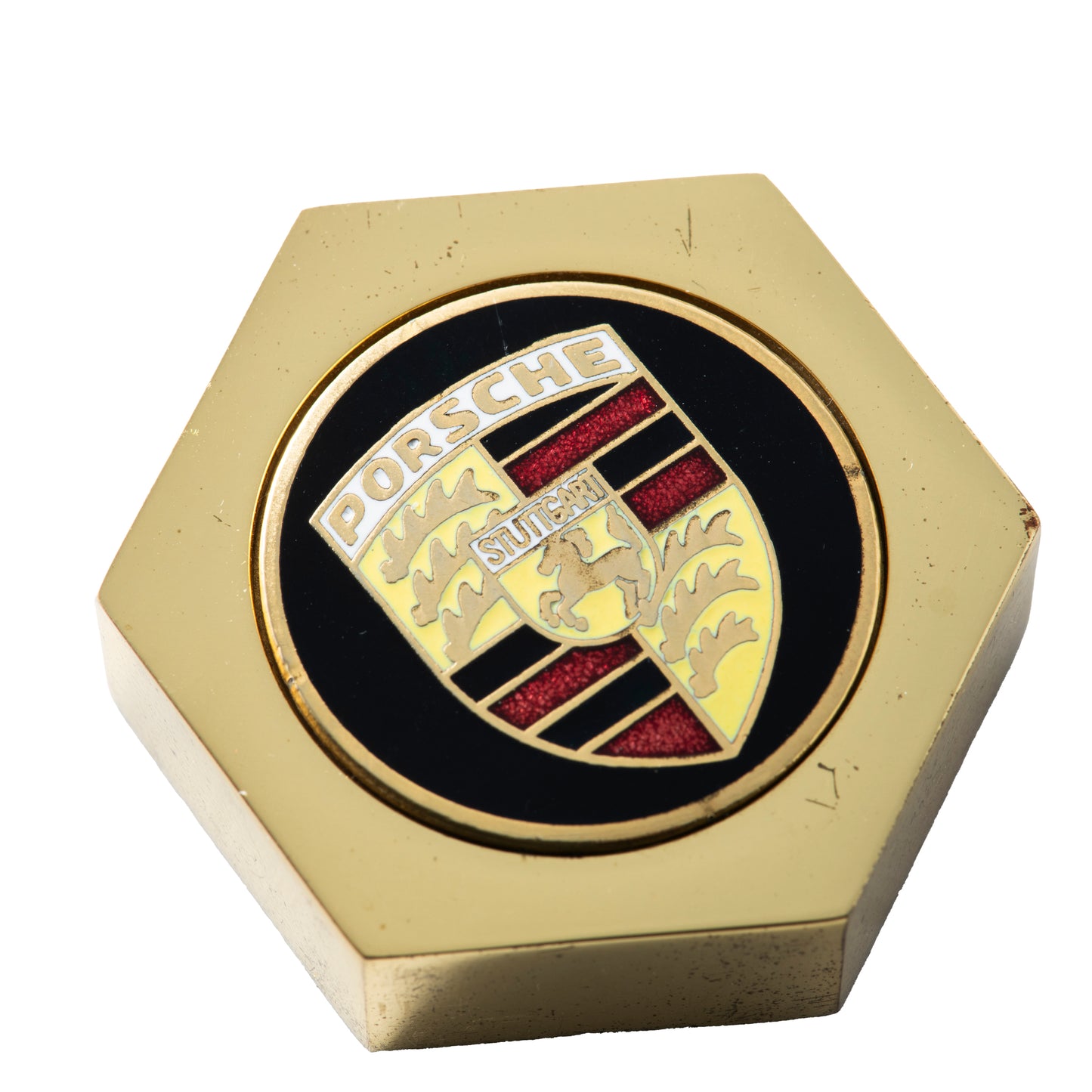 Porsche Paperweight - Brass & Enamel