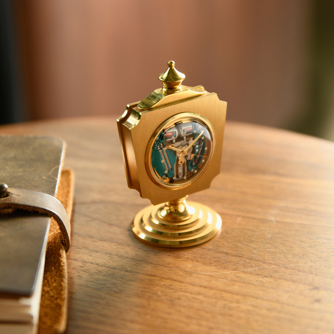 Accutron Spaceview Brass Desk Clock