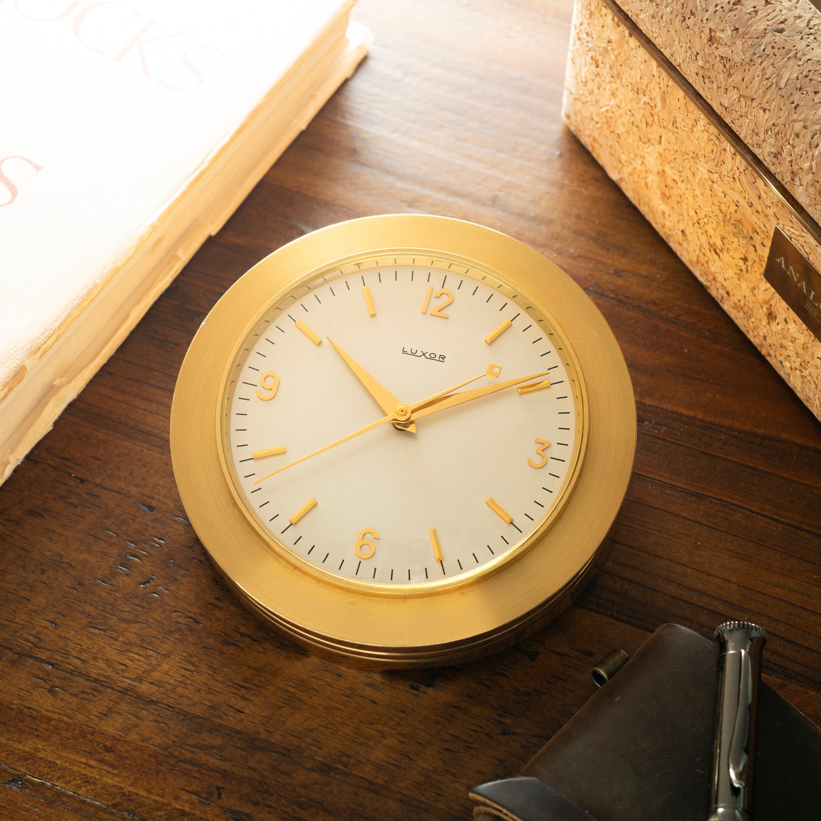 Luxor Gilt Brass Desk Clock
