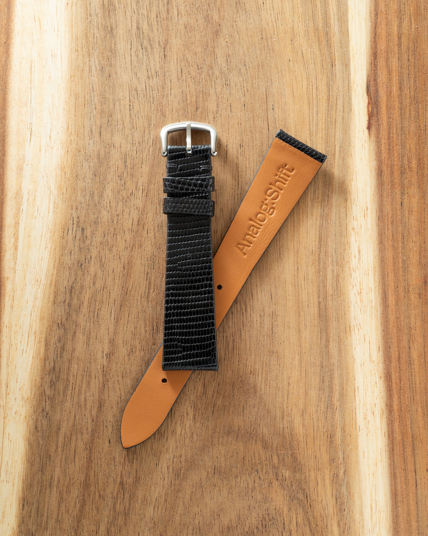 Gloss Black Lizard Exotic Leather Strap