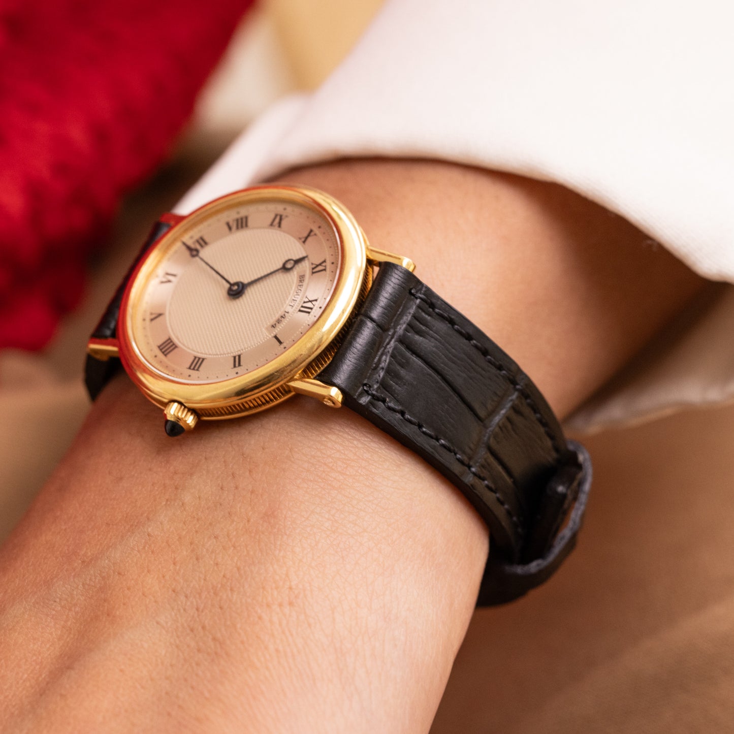 Black Widow Alligator-Pattern Strap