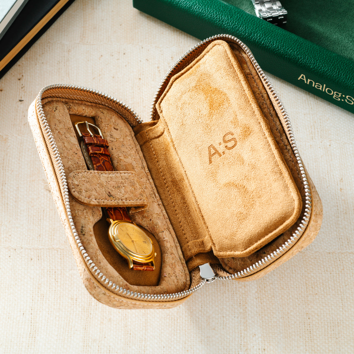 WOLF X Analog:Shift 1976 Collection Cork 2-Piece Watch Zip Case