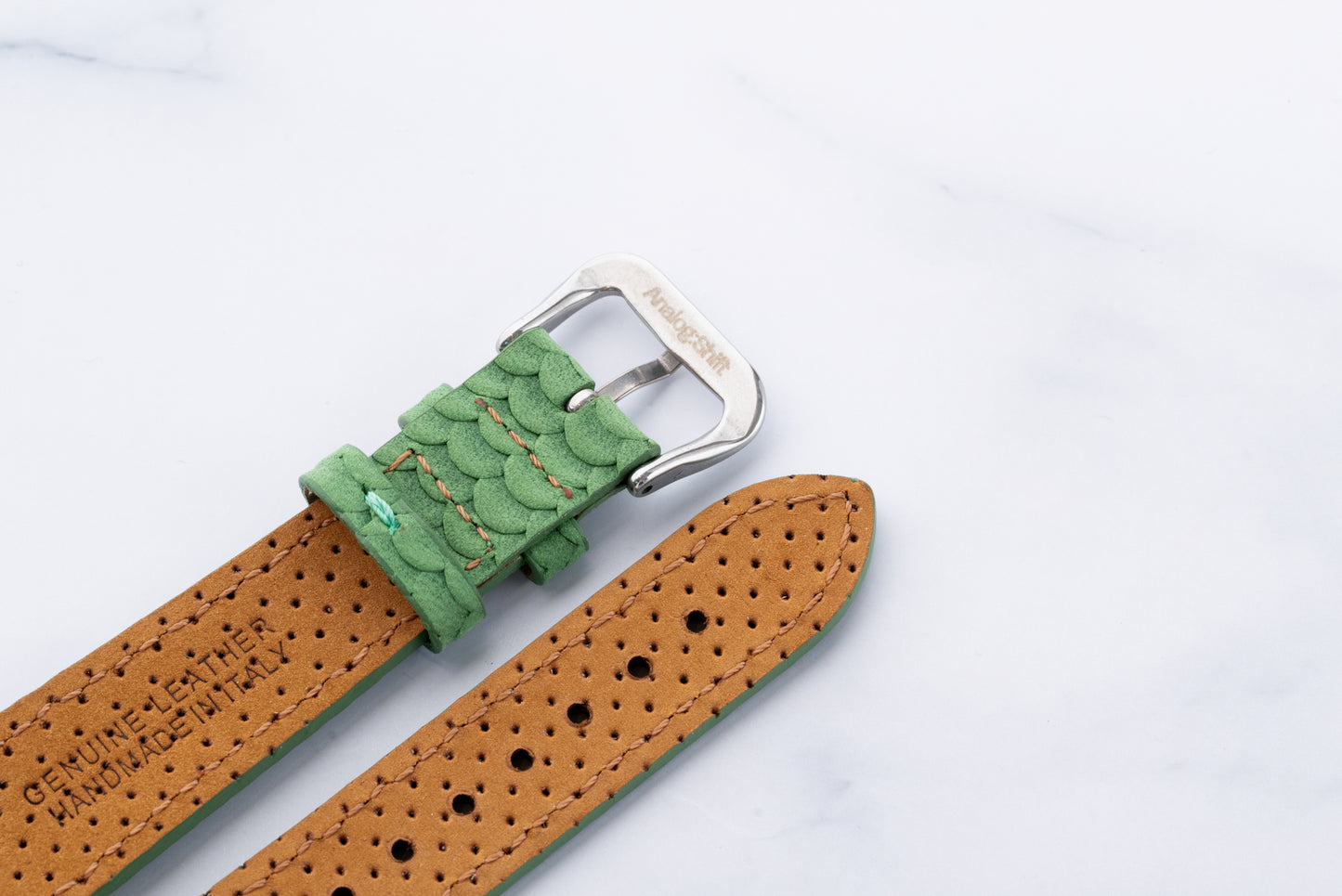 Ascolon Green Scaled Nubuck Strap