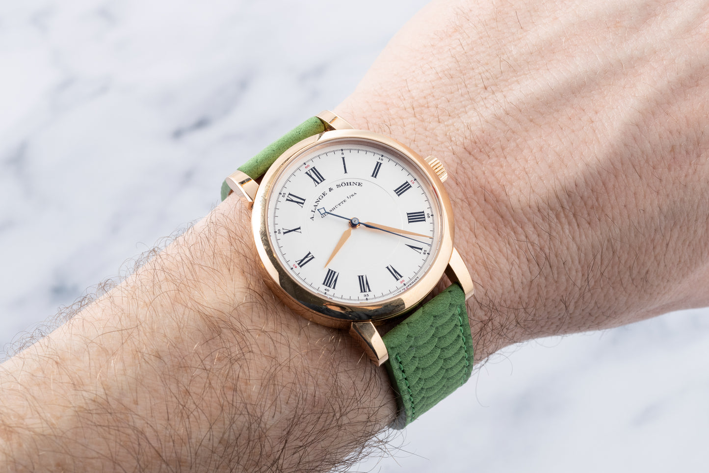 Ascolon Green Scaled Nubuck Strap