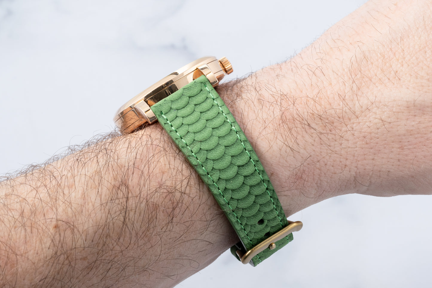 Ascolon Green Scaled Nubuck Strap