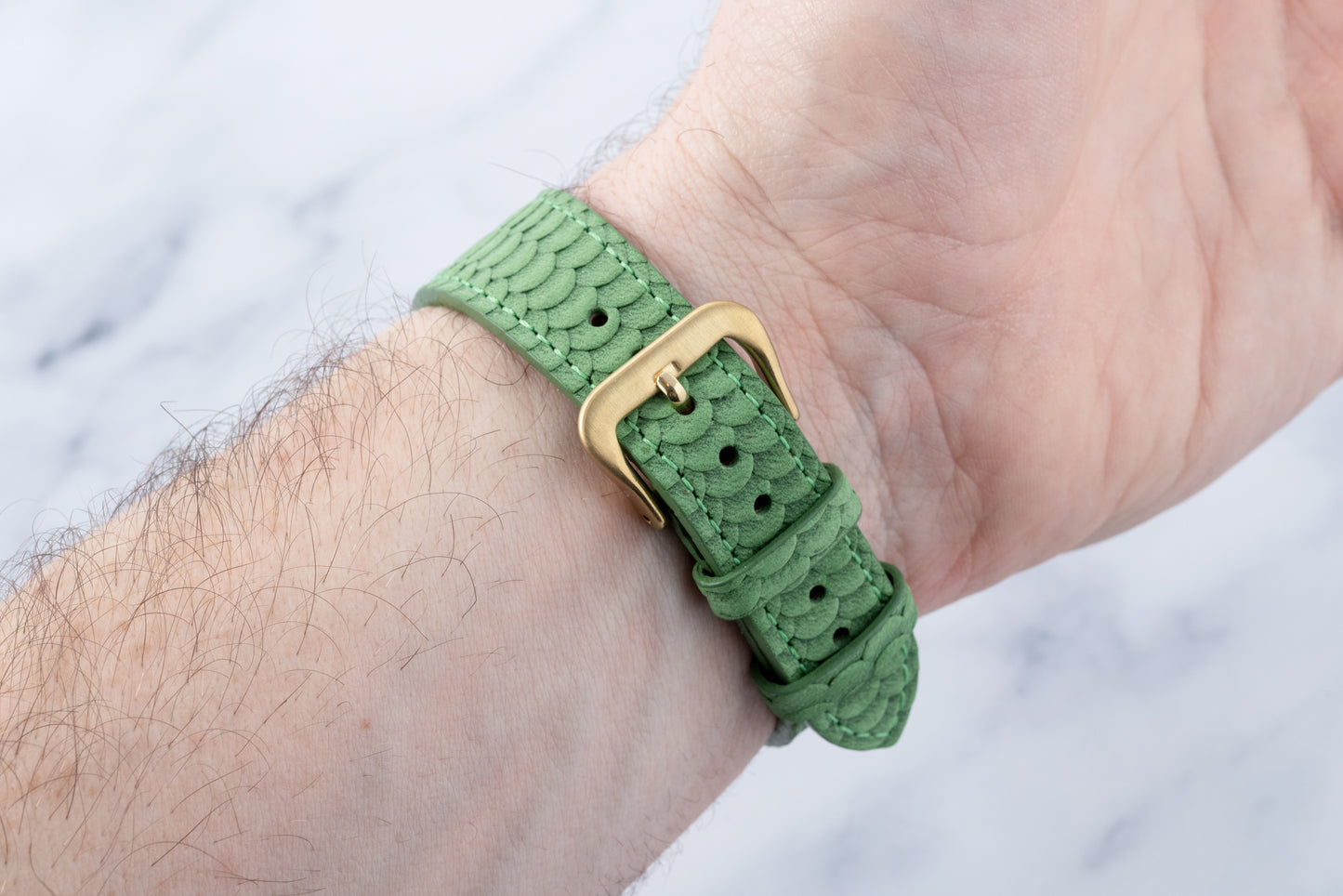 Ascolon Green Scaled Nubuck Strap