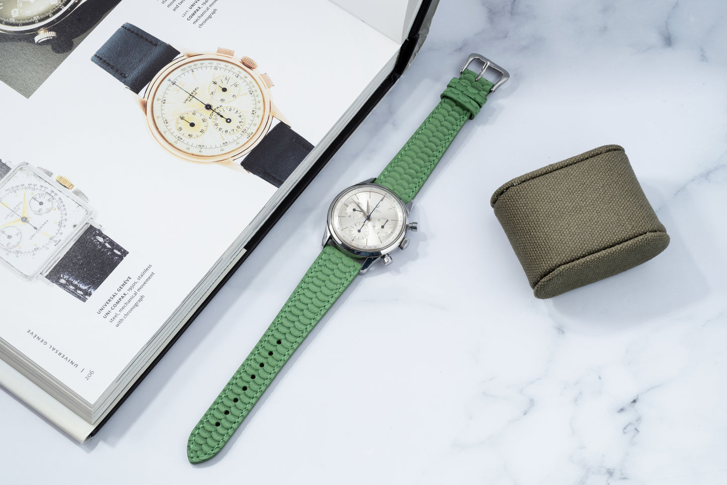 Ascolon Green Scaled Nubuck Strap