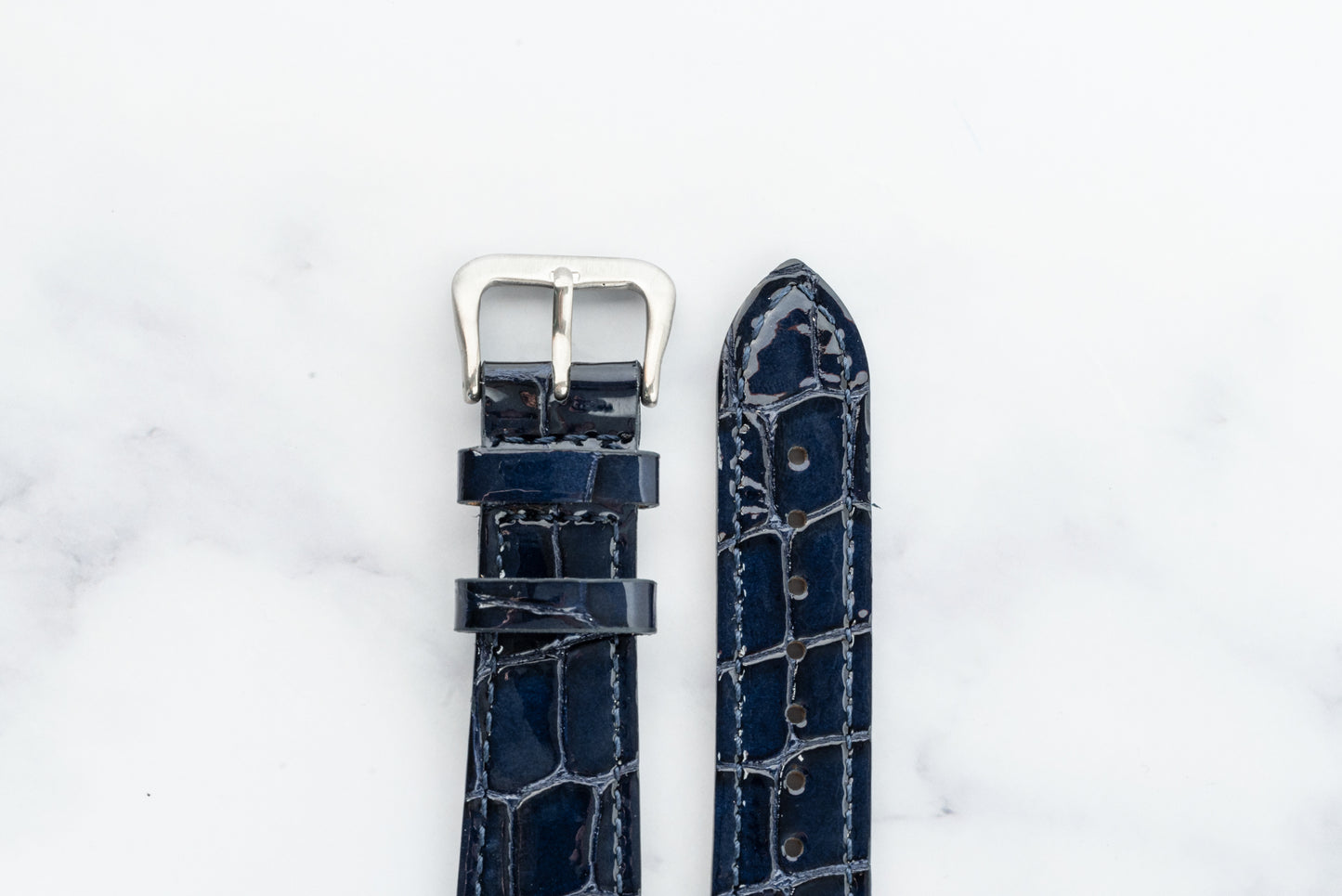 Bergman Blue Gloss Alligator-Pattern Strap