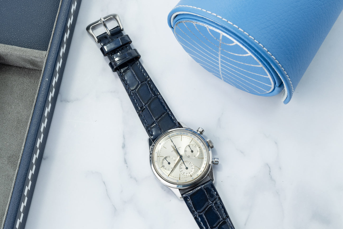 Bergman Blue Gloss Alligator-Pattern Strap