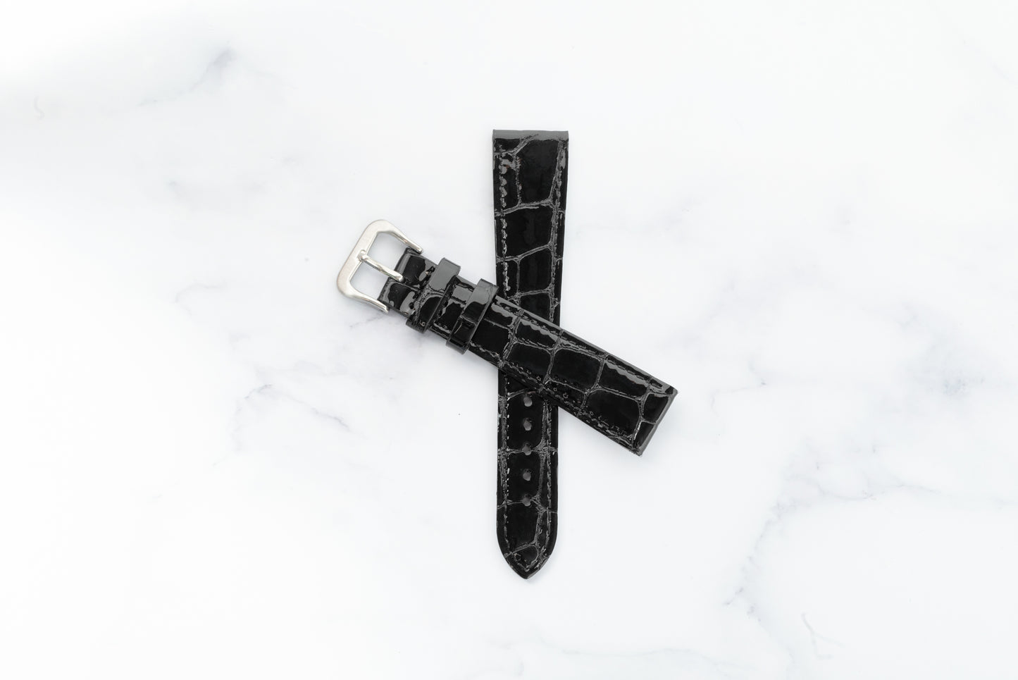 Taylor Black Gloss Alligator-Pattern Strap