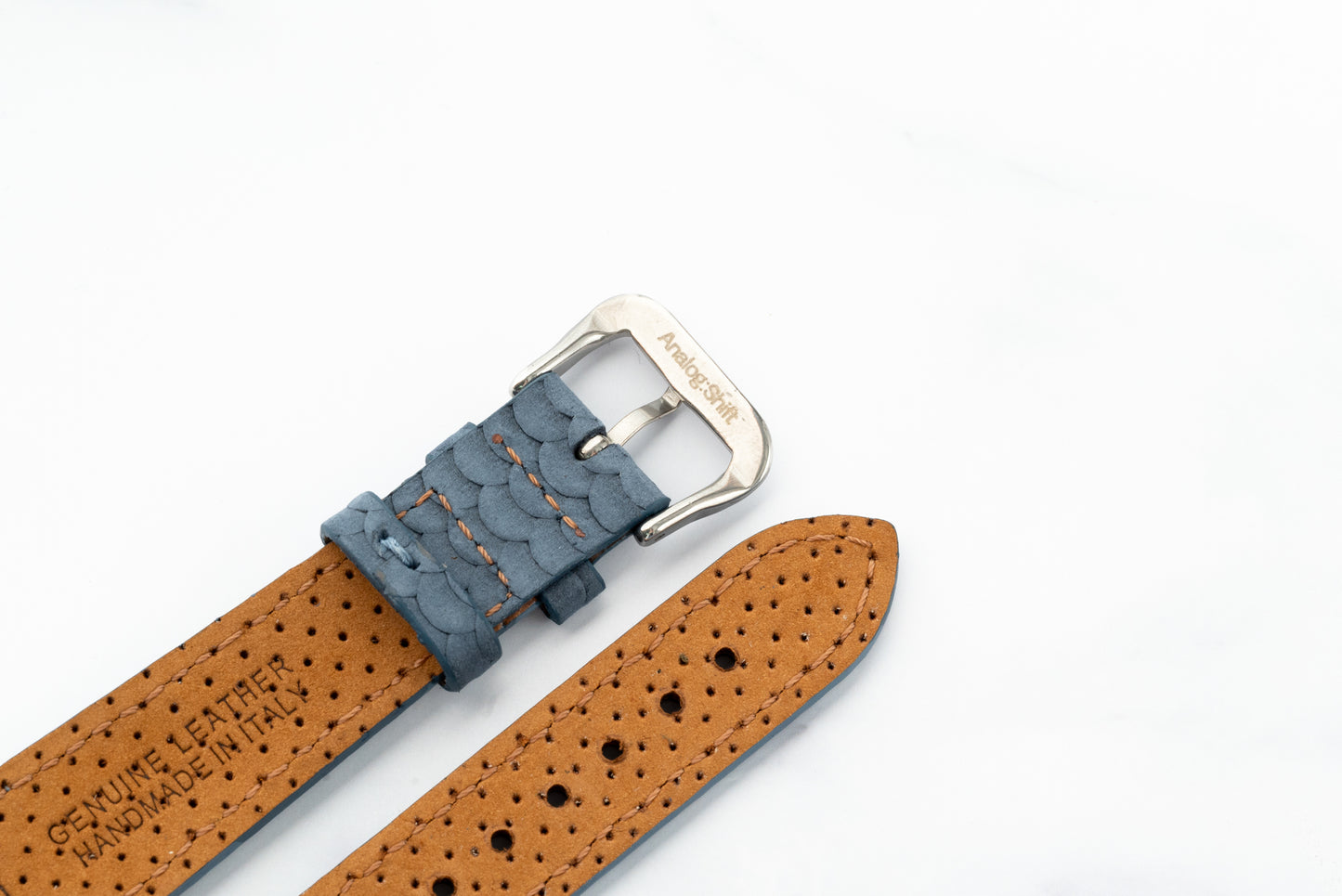 Tessarium Blue Scaled Nubuck Strap