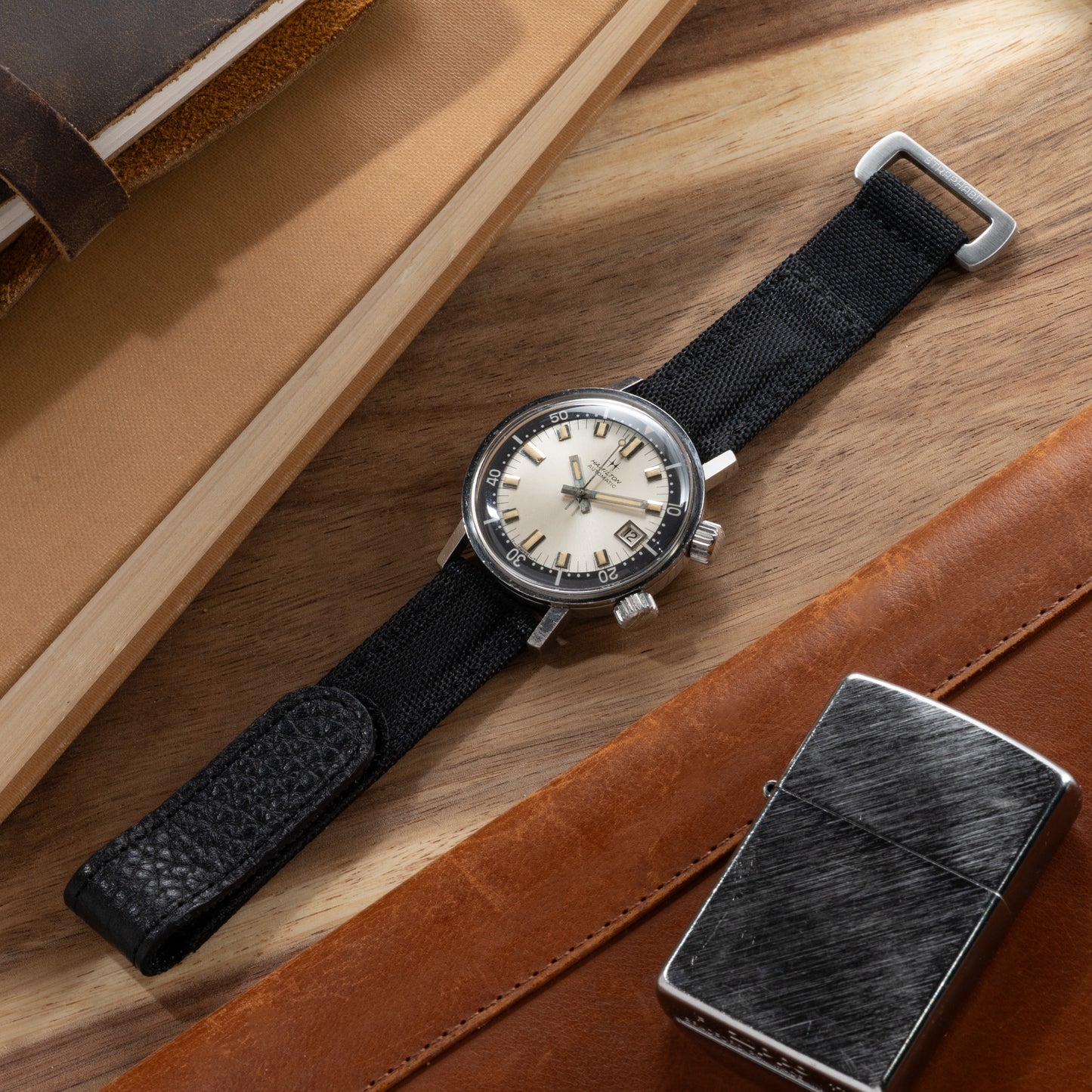 StrapHabit x Analog:Shift Black Hook-and-Loop Elastic Quick-Release Watch Strap