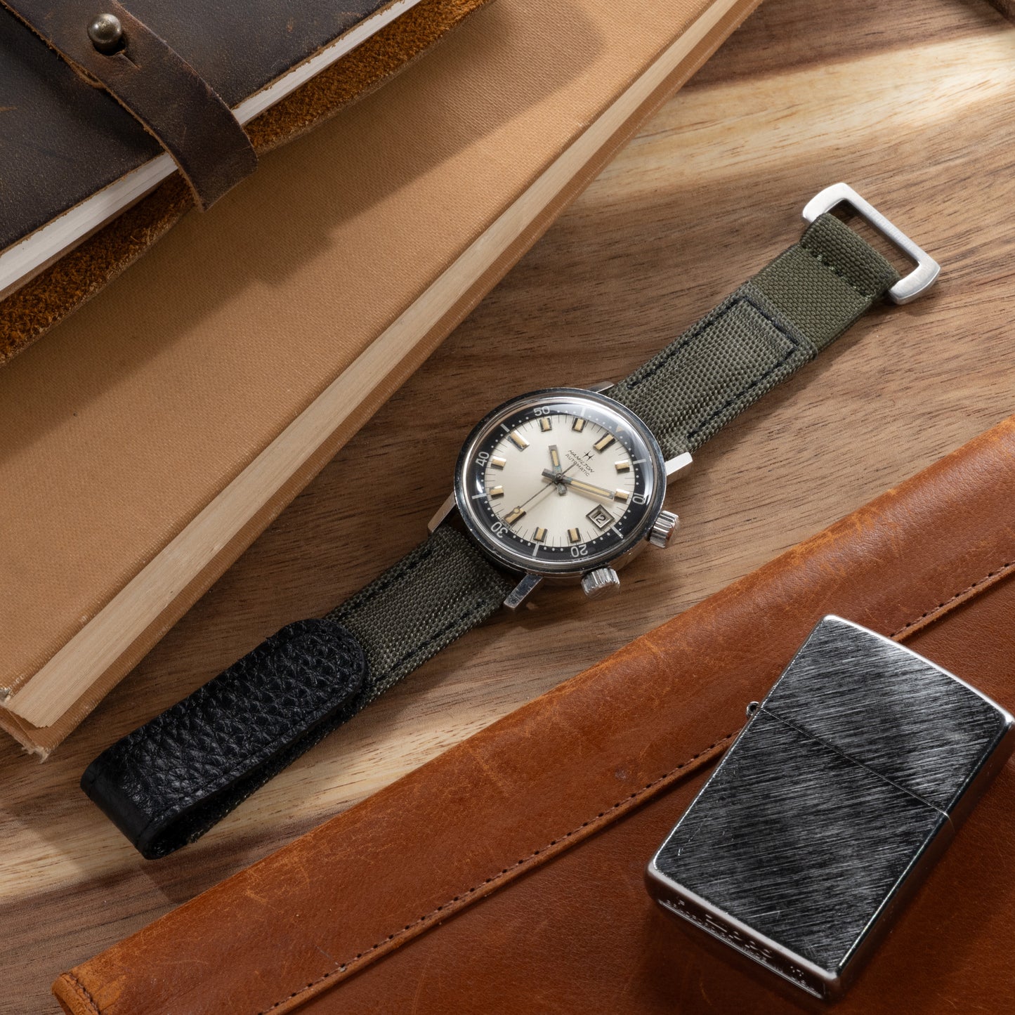 StrapHabit x Analog:Shift Green Hook-and-Loop Elastic Quick-Release Watch Strap