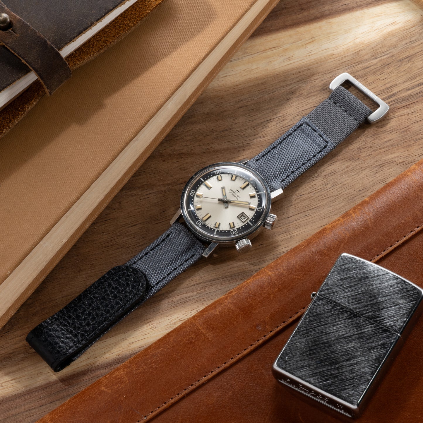 StrapHabit x Analog:Shift Grey Hook-and-Loop Elastic Quick-Release Watch Strap
