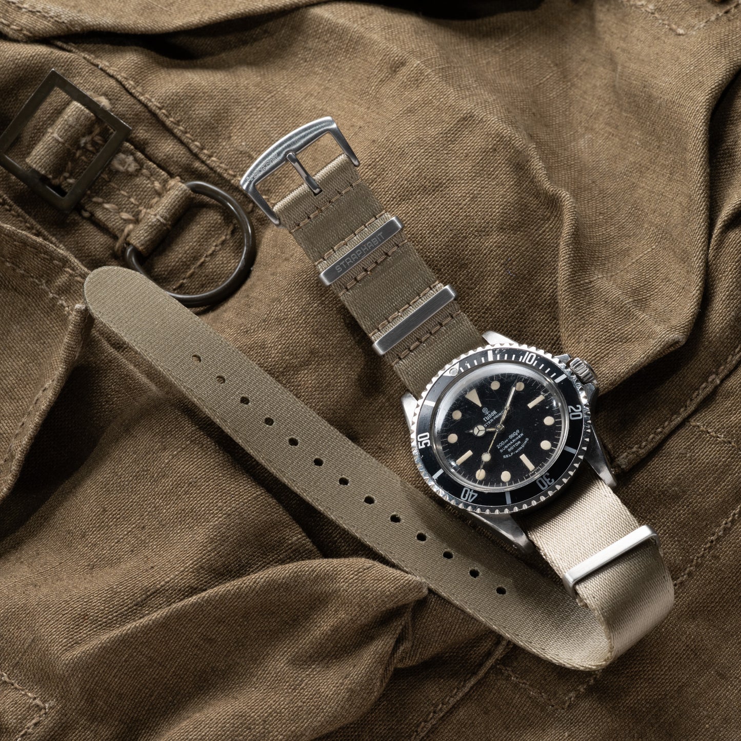 StrapHabit x Analog:Shift Khaki Seat Belt Pass-Through Military-Style Strap