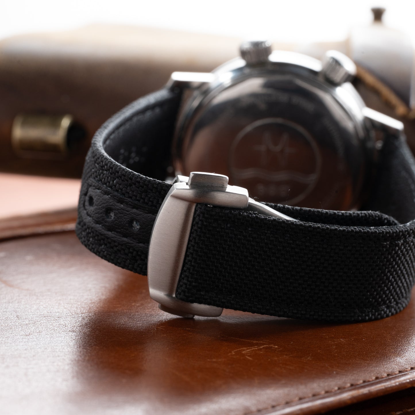StrapHabit x Analog:Shift Black Deployant Sailcloth Quick-Release Strap
