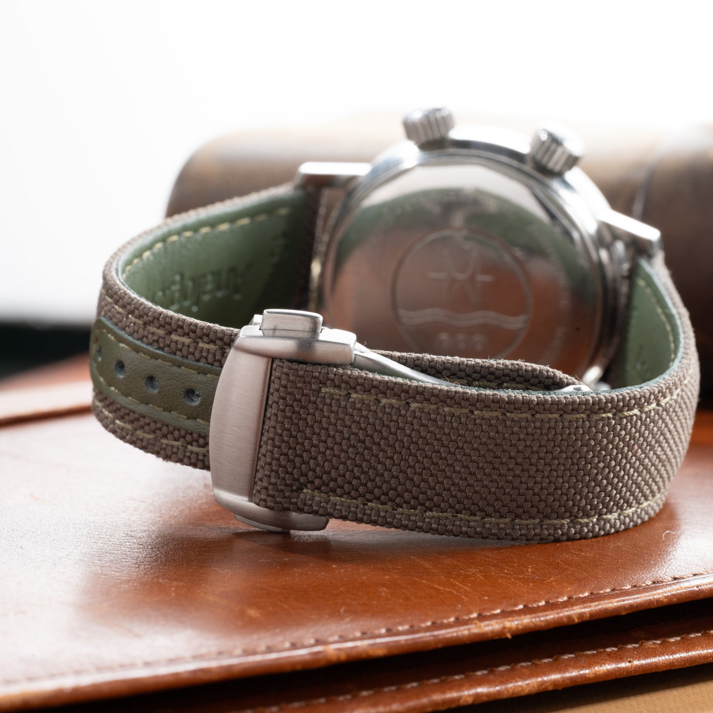StrapHabit x Analog:Shift Green/Khaki Deployant Sailcloth Quick-Release Strap