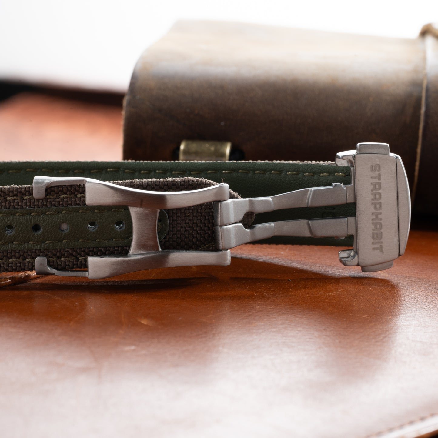 StrapHabit x Analog:Shift Green/Khaki Deployant Sailcloth Quick-Release Strap