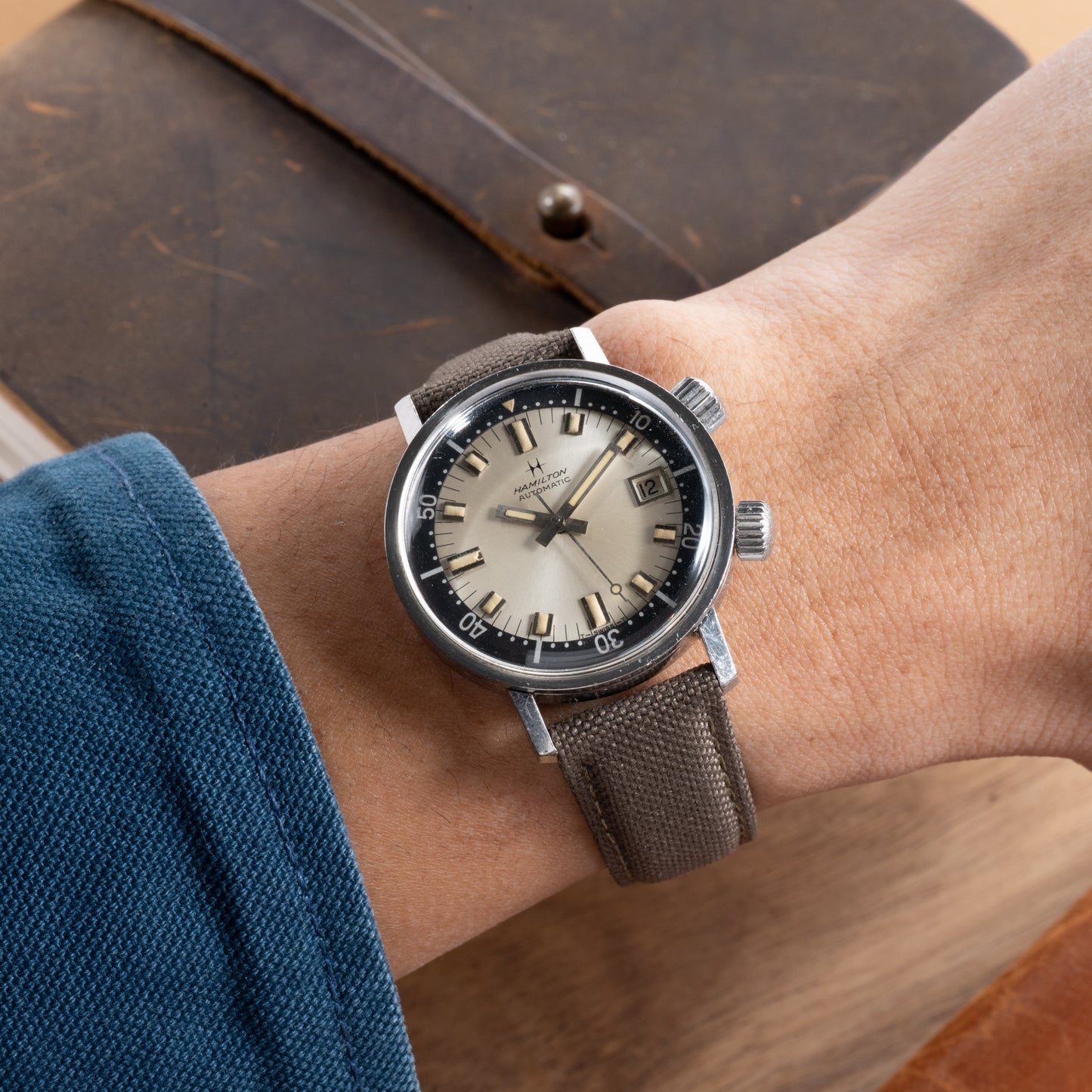 StrapHabit x Analog:Shift Green/Khaki Deployant Sailcloth Quick-Release Strap