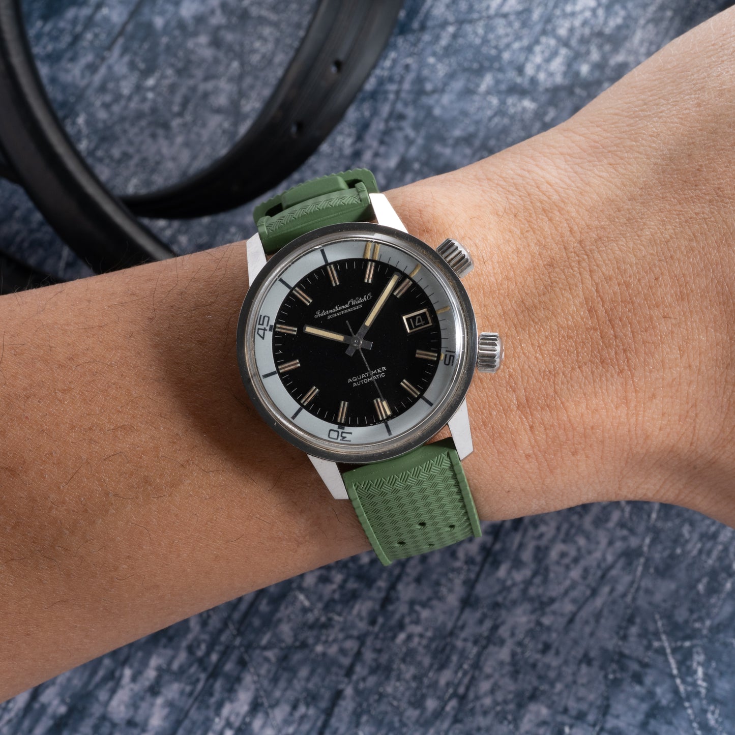 StrapHabit x Analog:Shift Green Tropical Retro-Style FKM Rubber Quick-Release Strap