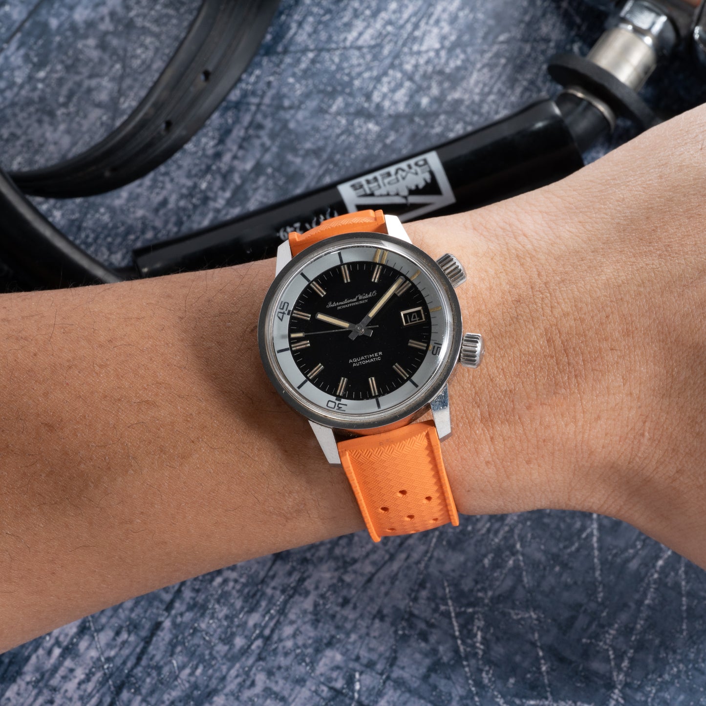 StrapHabit x Analog:Shift Orange Tropical Retro-Style FKM Rubber Quick-Release Strap