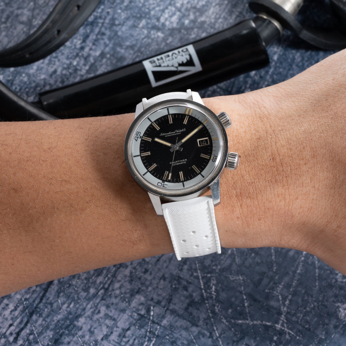 StrapHabit x Analog:Shift White Tropical Retro-Style FKM Rubber Quick-Release Strap