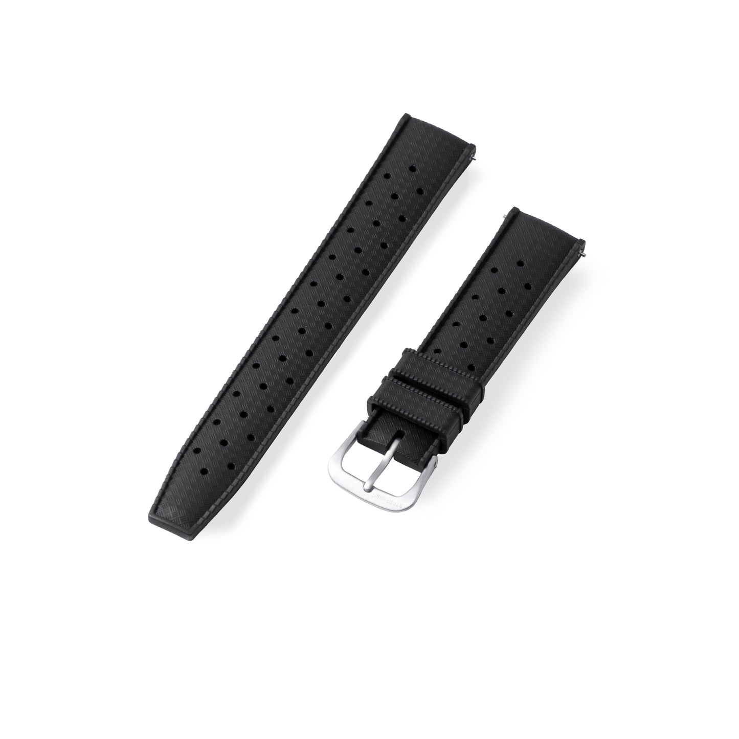 StrapHabit x Analog:Shift Black Tropical Retro-Style FKM Rubber Quick-Release Strap
