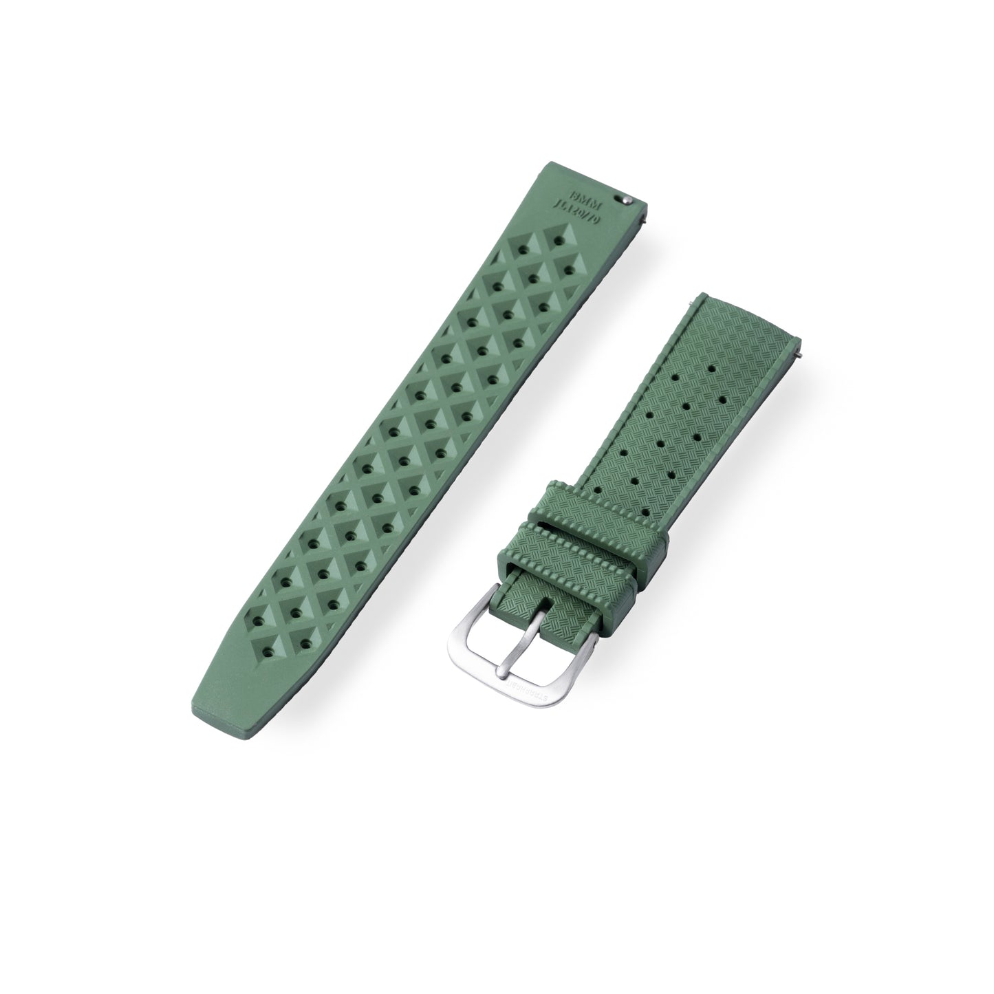 StrapHabit x Analog:Shift Green Tropical Retro-Style FKM Rubber Quick-Release Strap