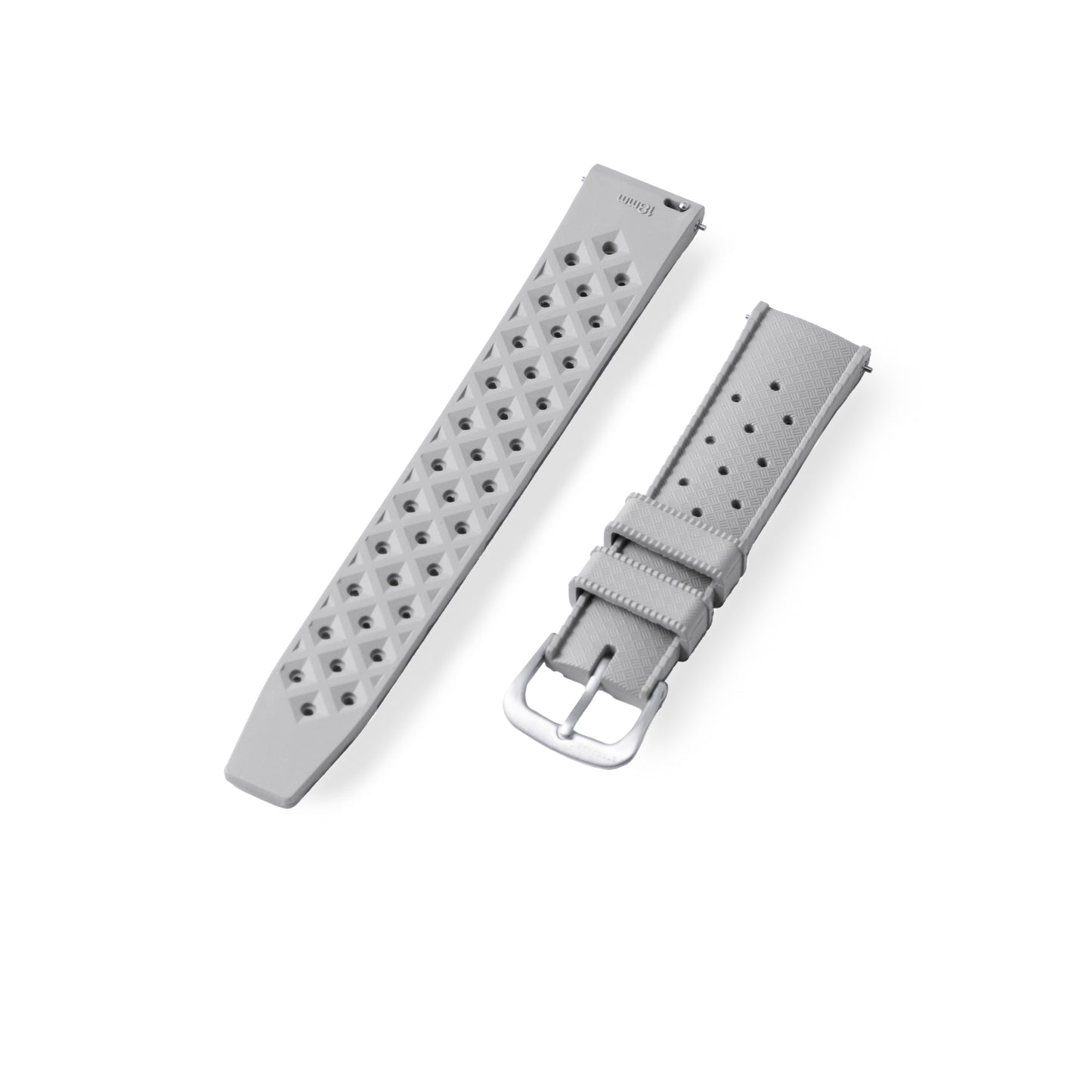 StrapHabit x Analog:Shift Grey Tropical Retro-Style FKM Rubber Quick-Release Strap