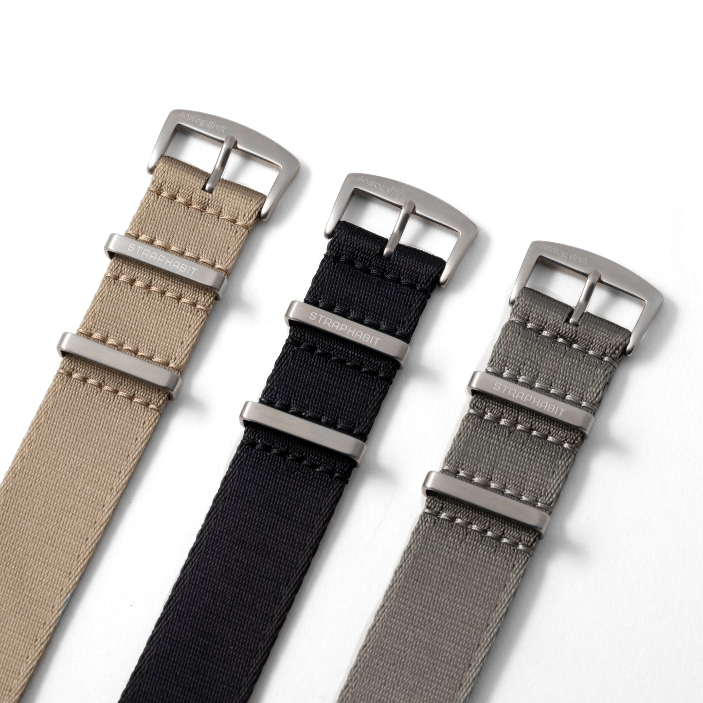 StrapHabit x Analog:Shift Grey Seat Belt Pass-Through Military-Style Strap