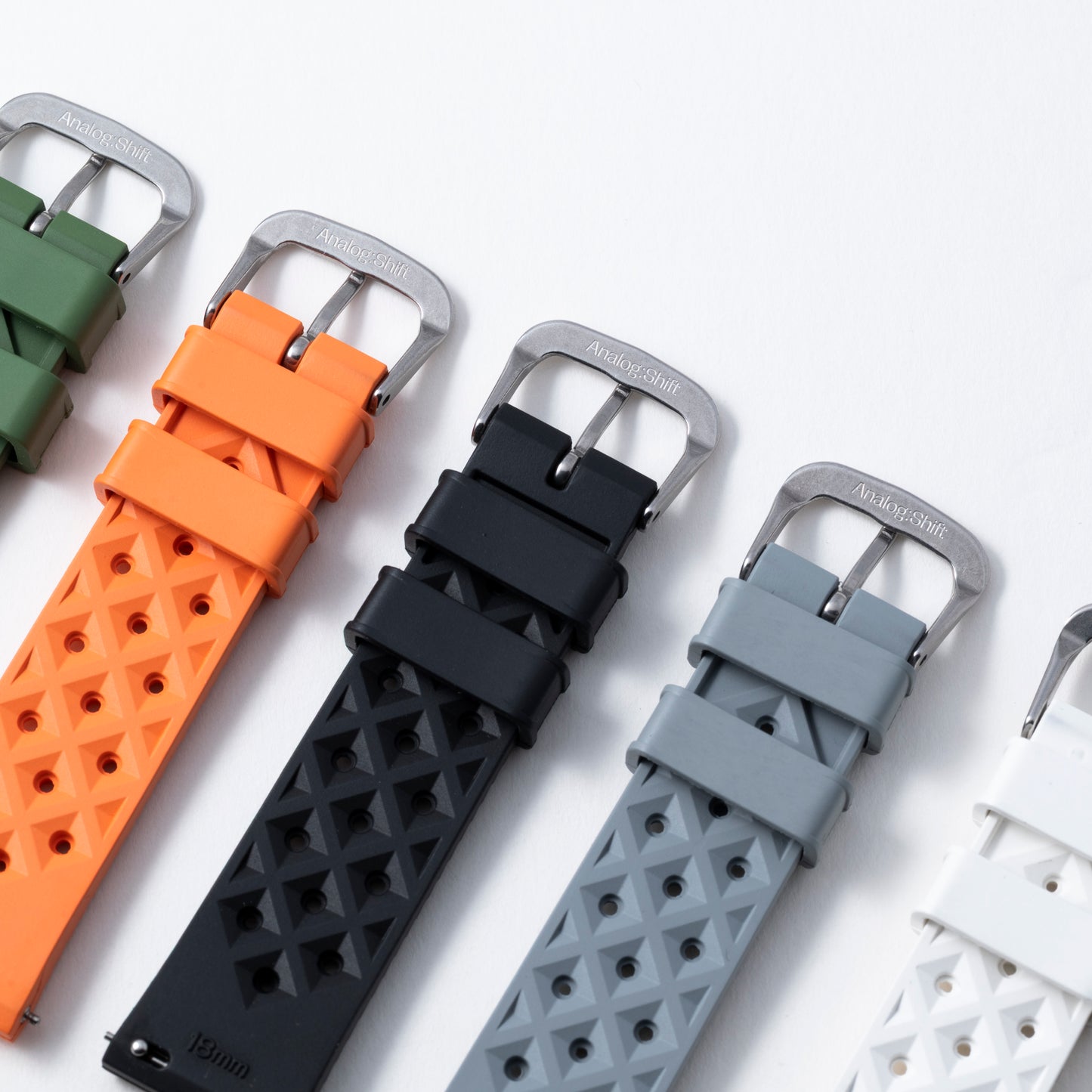 StrapHabit x Analog:Shift Black Tropical Retro-Style FKM Rubber Quick-Release Strap
