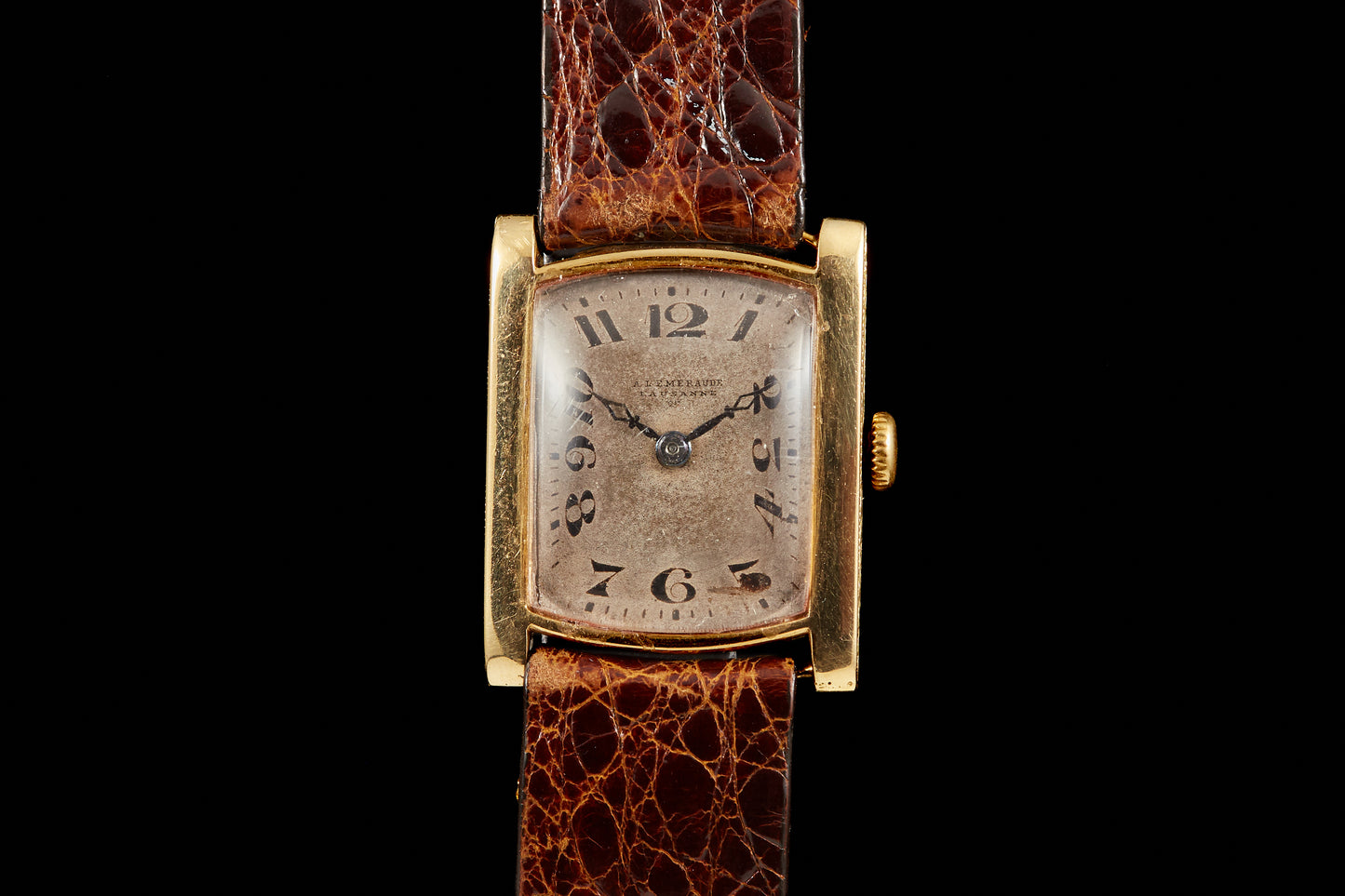 A.L. Emeraude Gent's Yellow Gold Tank Watch