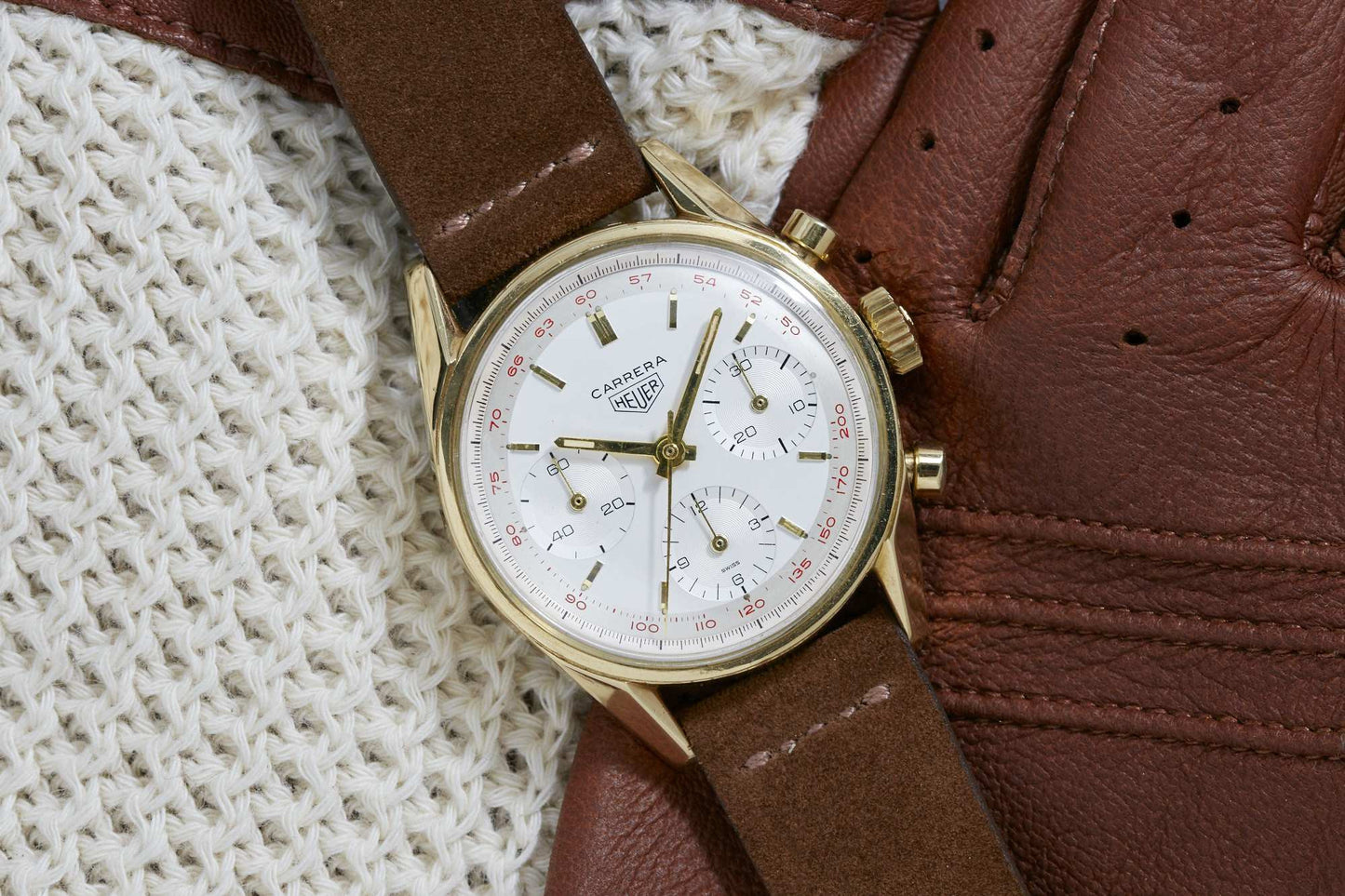 Heuer Carrera 2456T 18k Yellow Gold