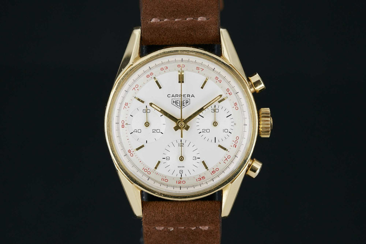 Heuer Carrera 2456T 18k Yellow Gold