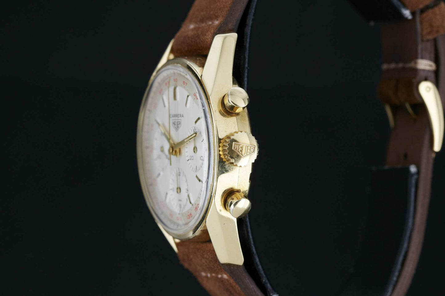 Heuer Carrera 2456T 18k Yellow Gold