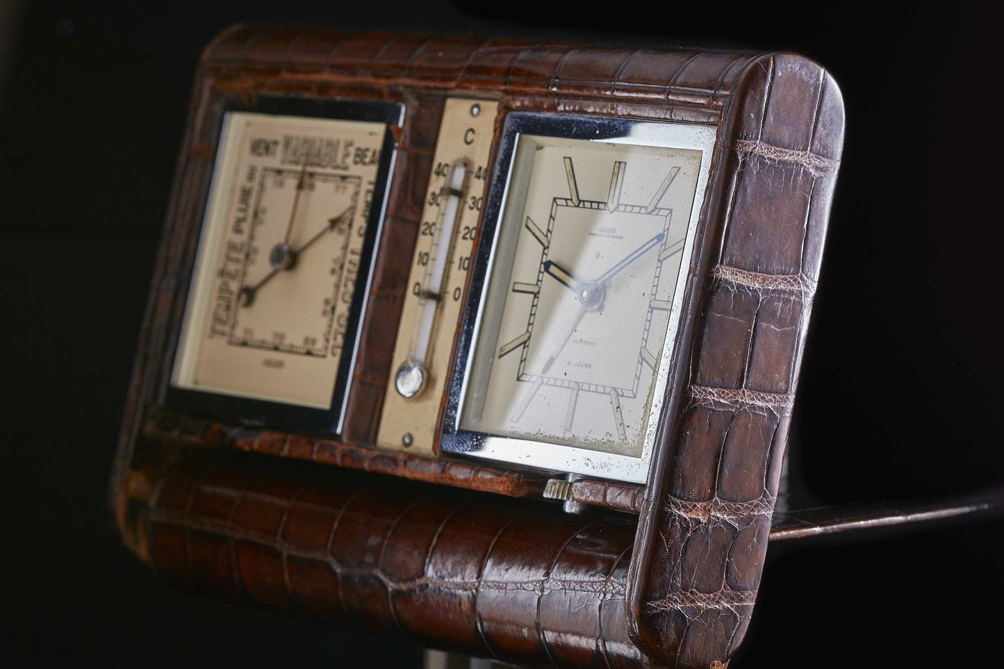 Jaeger Travel Alarm Clock Weather Station signed by Hermès