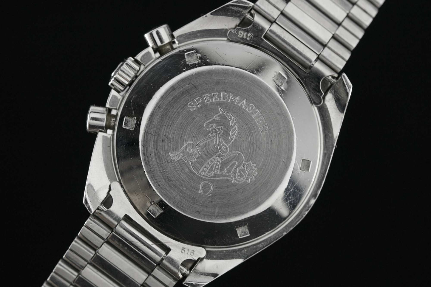 Omega Reference 145.022-69ST case back view black background