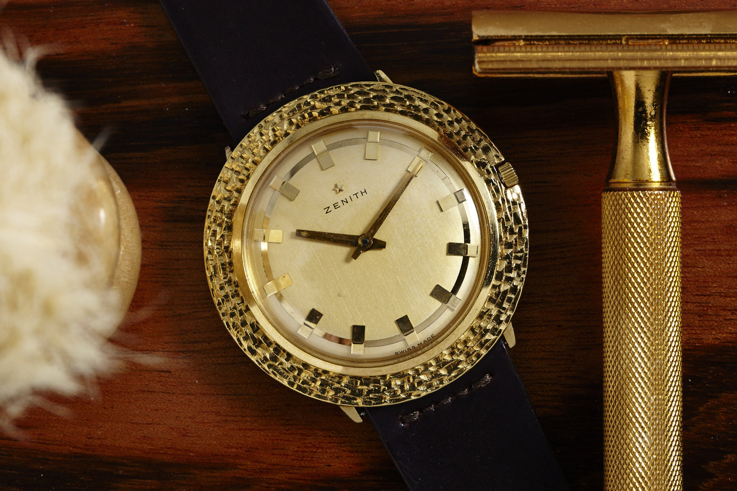Zenith Gold Ultra Thin Dress Watch Fancy Bezel